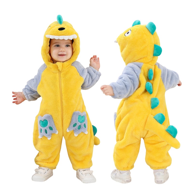 TONWHAR Kids' And Toddlers' Infant Tiger Dinosaur Animal Fancy Dress Costume Outfit Hooded Romper Jumpsuit(4-5T/Height:41""-46"") - Image 1